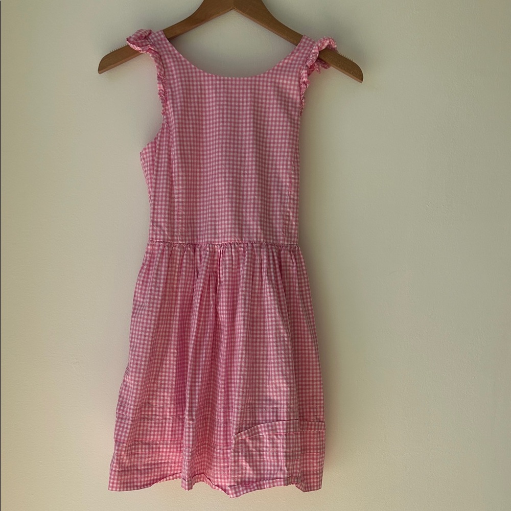 Polo by Ralph Lauren Pink Gingham Ruffle-Shoulder Sundress